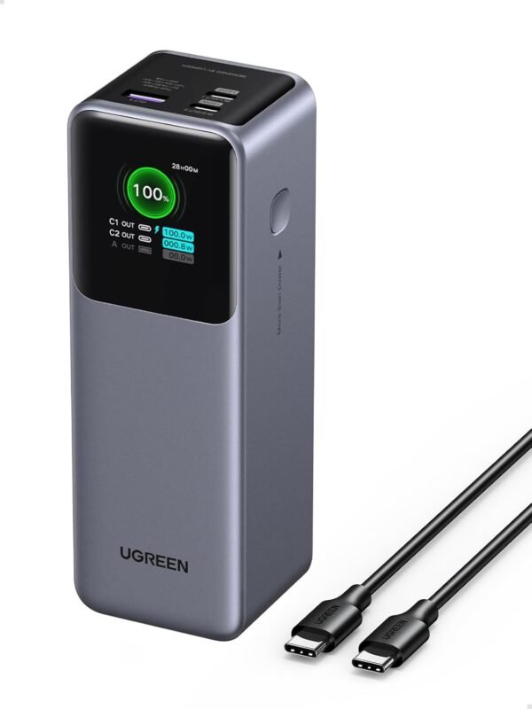 UGREEN Nexode 25000mAh 200W Power Bank, USB C Fast Charging Portable Charger, 140W Output for MacBook Pro/Dell XPS, 100W Input, 3-Port Battery Pack for iPhone 17/16, Samsung S26/25, Steam Deck, Travel